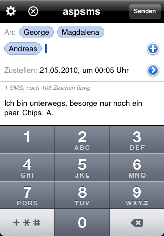 SMS touch for aspsms