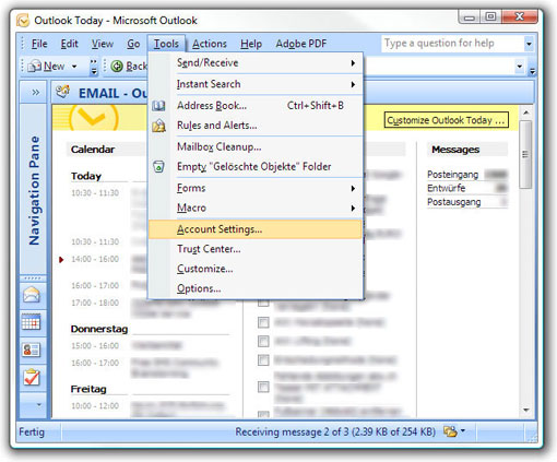 Open Outlook Account settings.