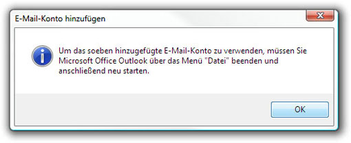 Outlook neu starten.