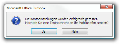 Kontoeinstellungen erfolgreich getestet.